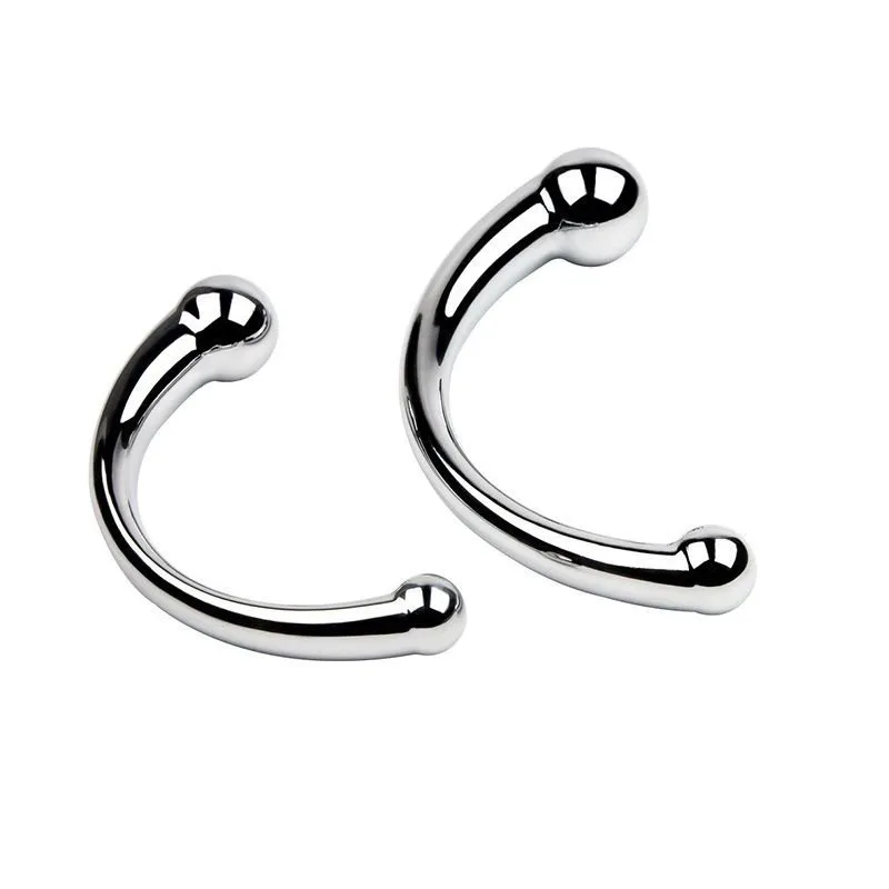 Steel Prostate Metal Double-ended Prostate Massager G-Spot Stimulator SQ10376 - CHASTITYGO